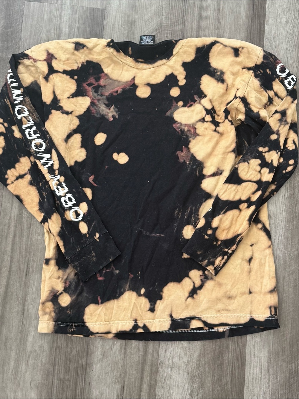 Bleached Black & Tan Long-Sleeve Kids Tee - Obey